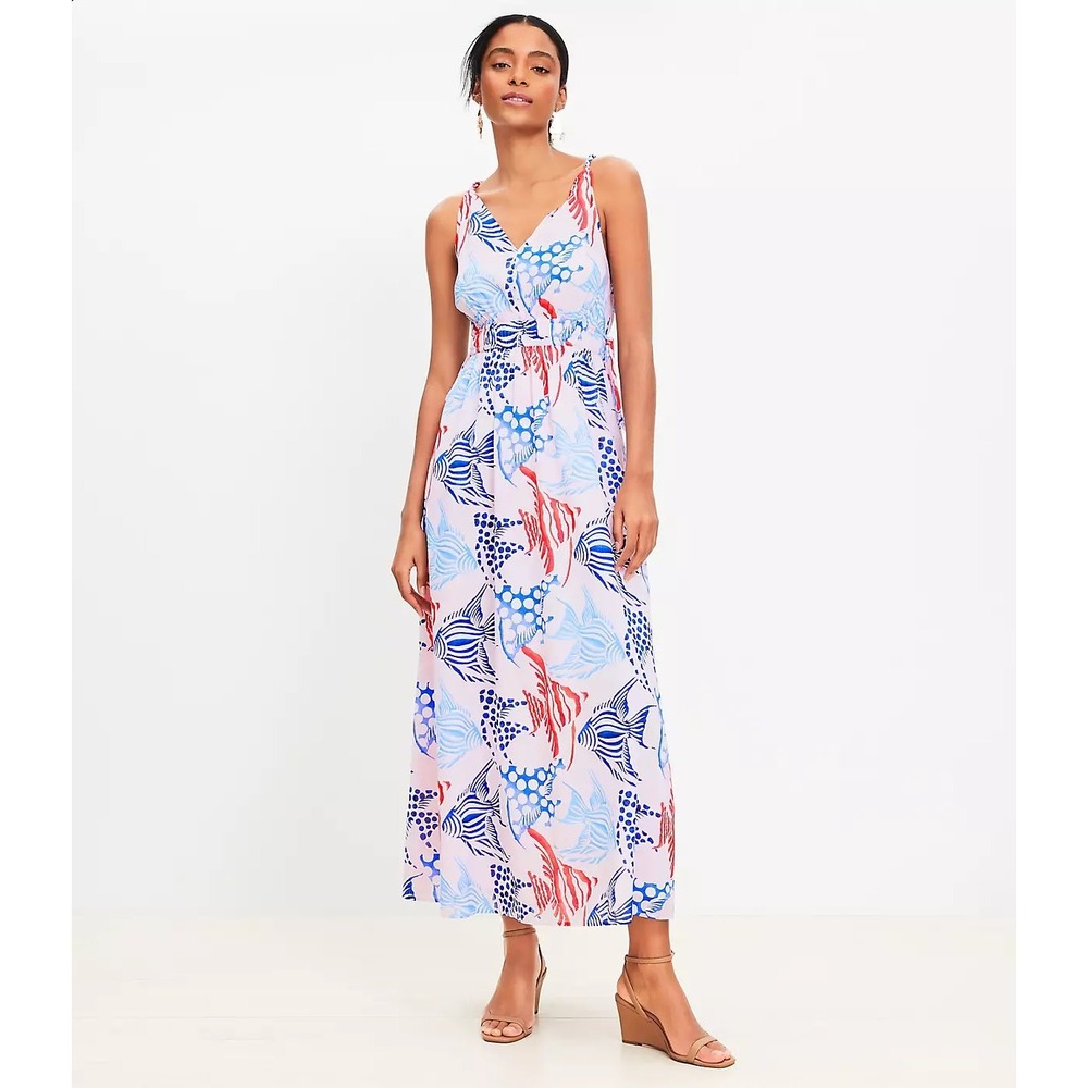 LOFT Pink Multi-Color Printed Maxi Dress PM